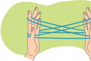 An entertaining game for children - braiding on fingers for two How to weave a web from rubber bands